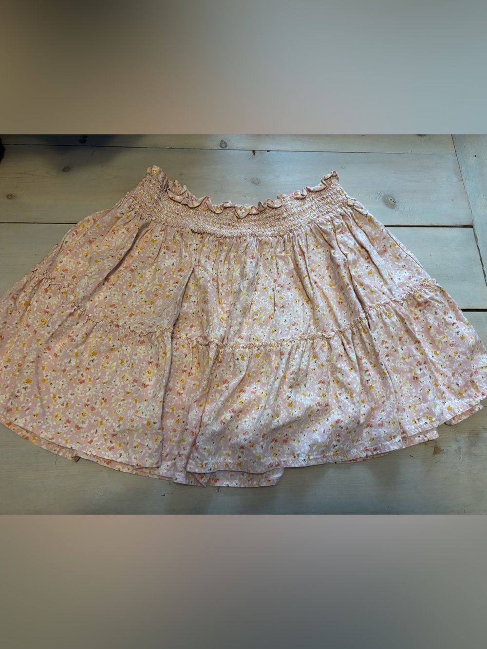 Women's wild fable Pink Floral Tiered Smocked Waist Skater Skirt Size XXL